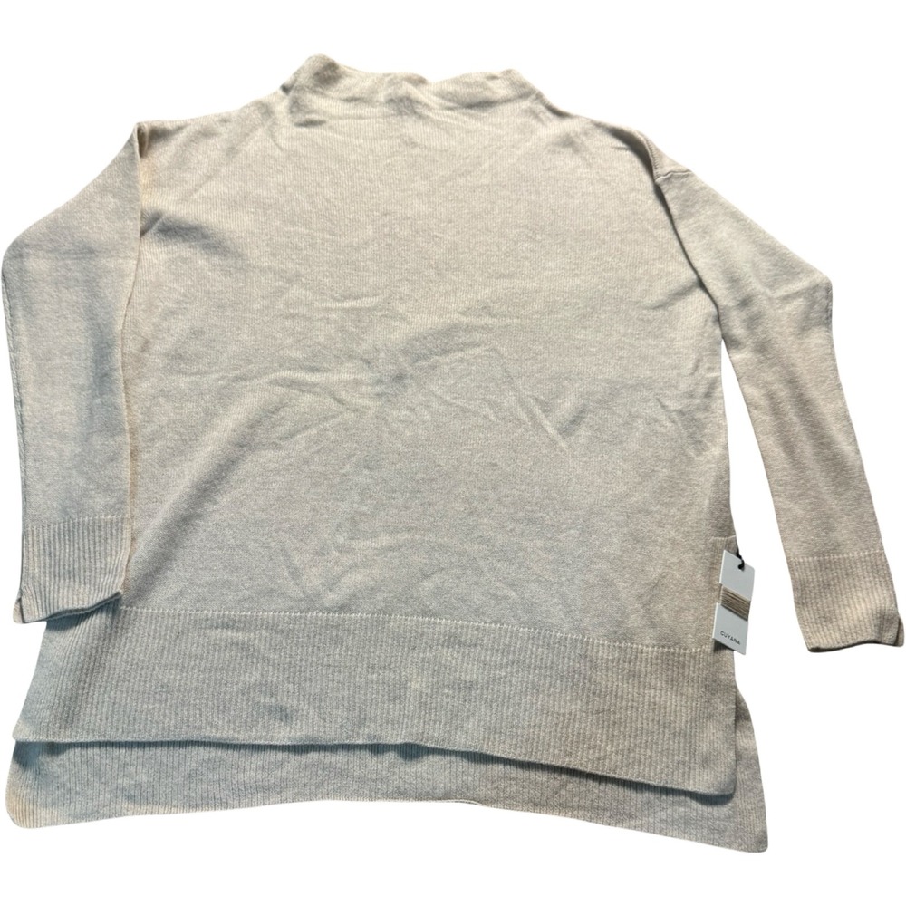 Cuyana Cashmere High Neck Sweater Womens SM/MD Beige NWT Slit Made Italy